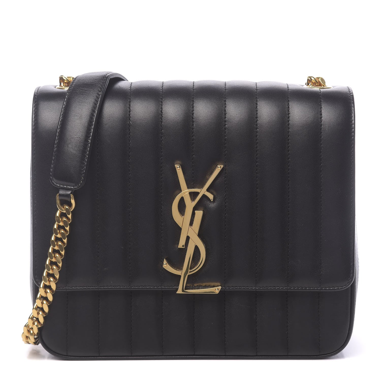 Saint Laurent Lambskin Matelasse Monogram Large Vicky Chain Bag Black 1 of 12