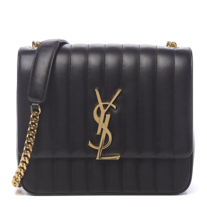 Saint Laurent Lambskin Matelasse Monogram Large Vicky Chain Bag Black 1 of 12