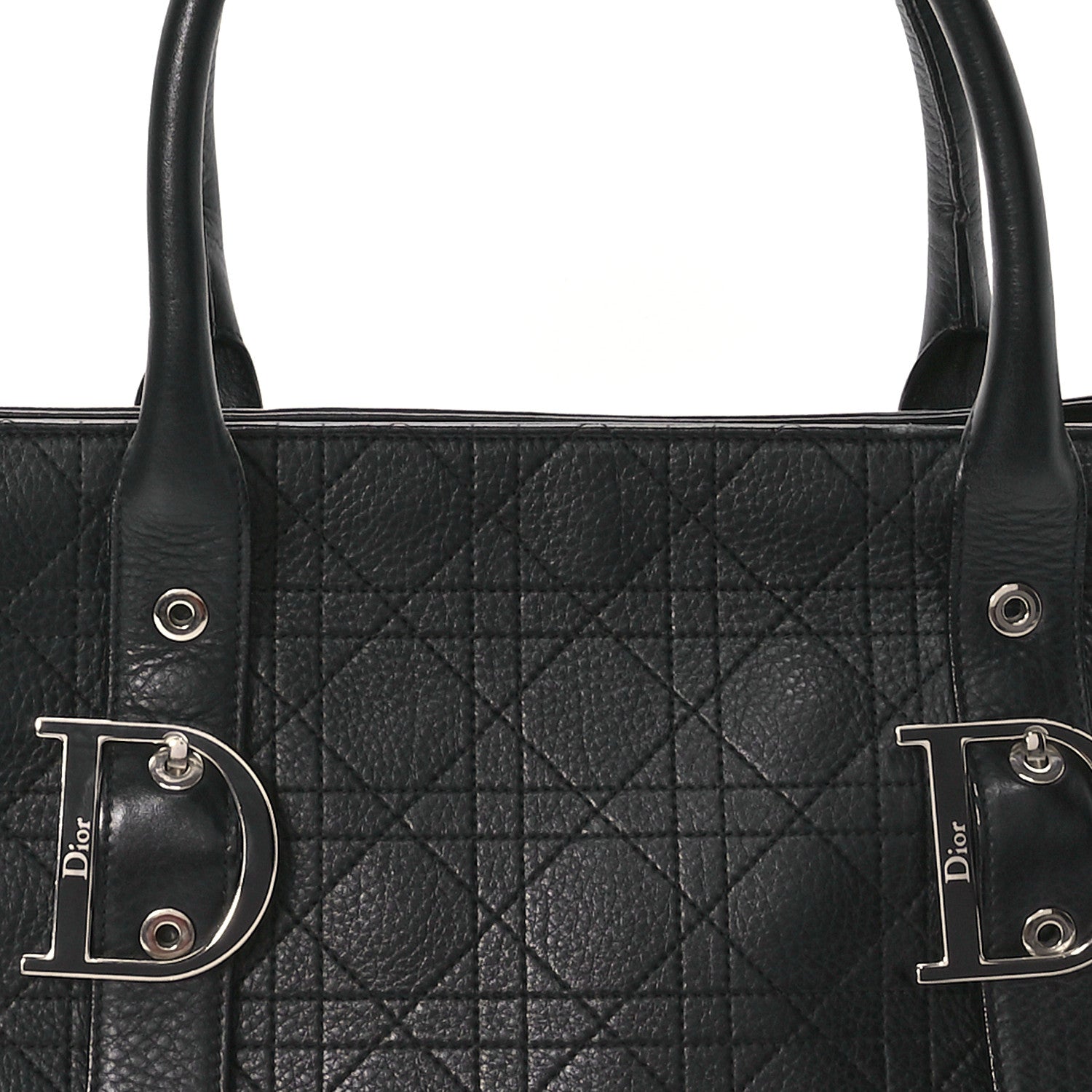 Christian Dior Calfskin Cannage D Buckle Tote Black 8 of 13