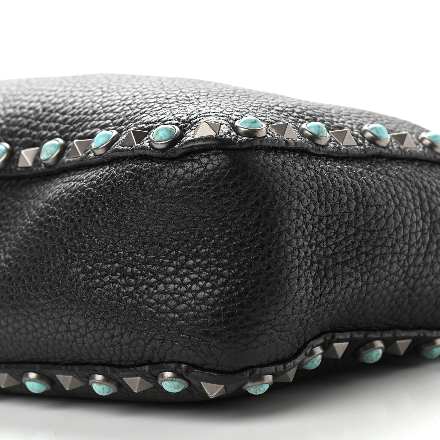 Valentino Garavani Pebbled Calfskin Tribal Small Guitar Strap Rockstud Rolling Flip-Lock Messenger Bag Black 9 of 13
