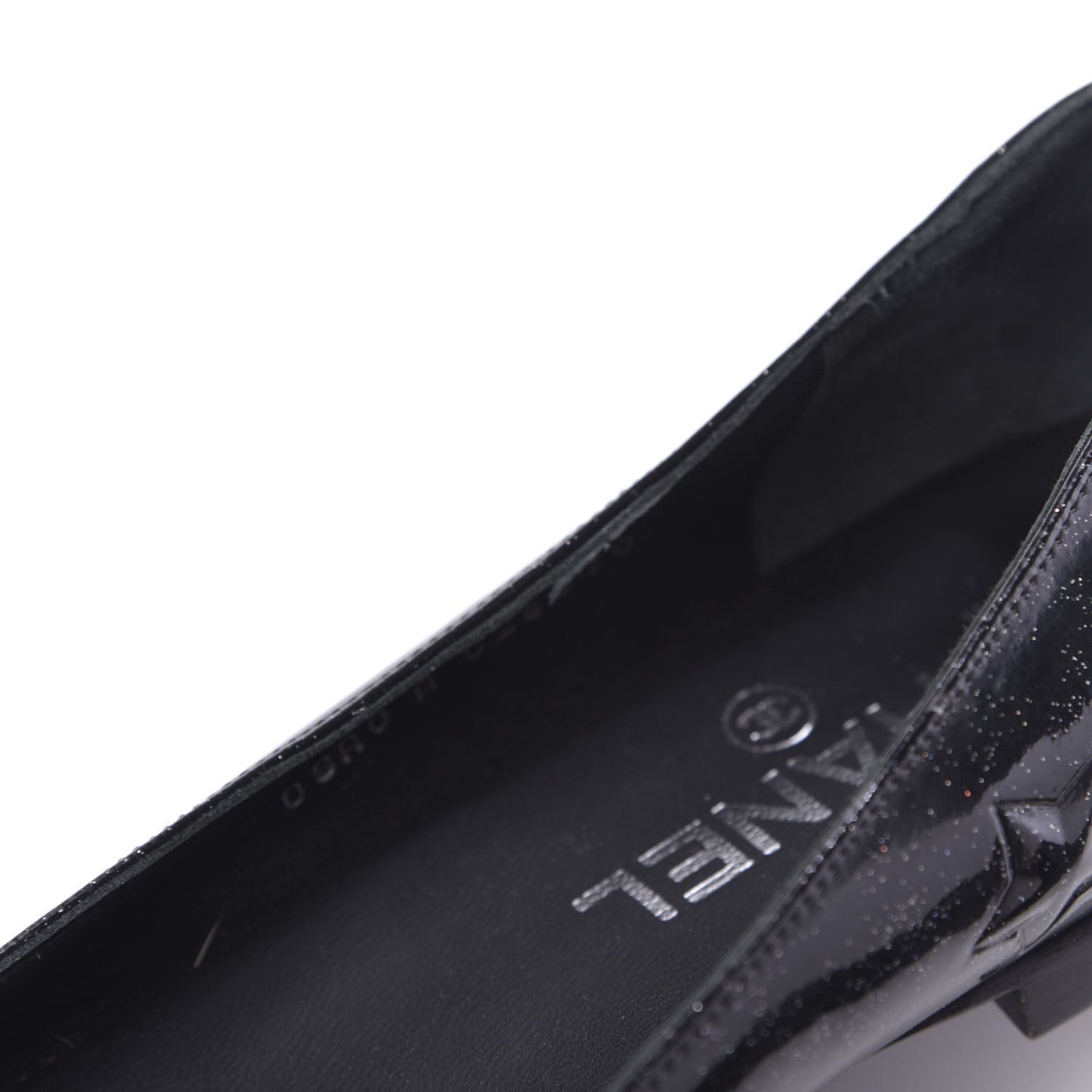 Patent Glitter Flats 38 Black