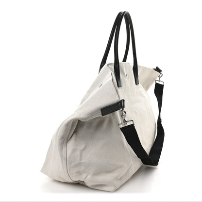 Saint Laurent Linen Calfskin Rive Gauche Maxi Tote Grege et Noir 2 of 9