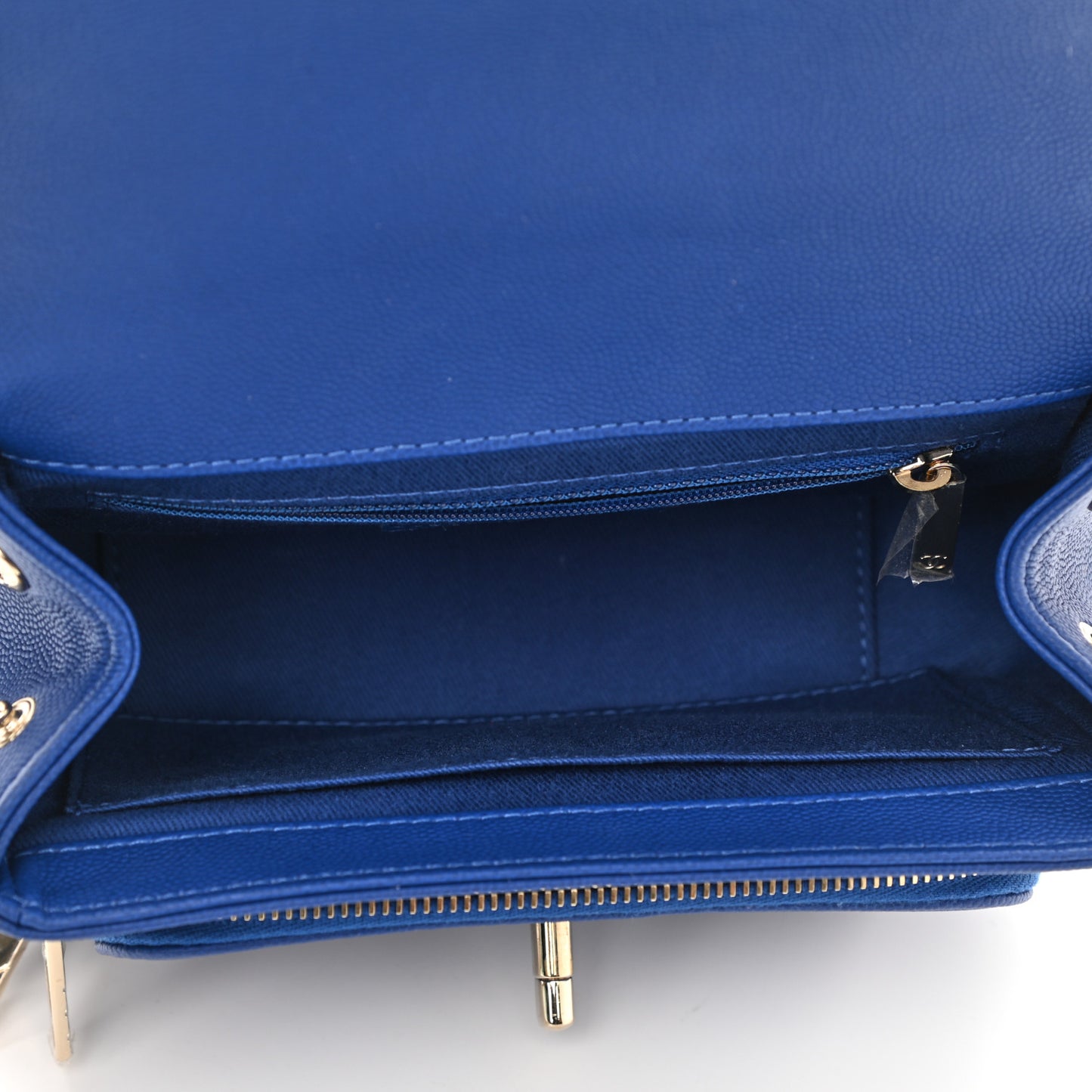 Caviar Quilted Small Business Affinity Flap Dark Blue
