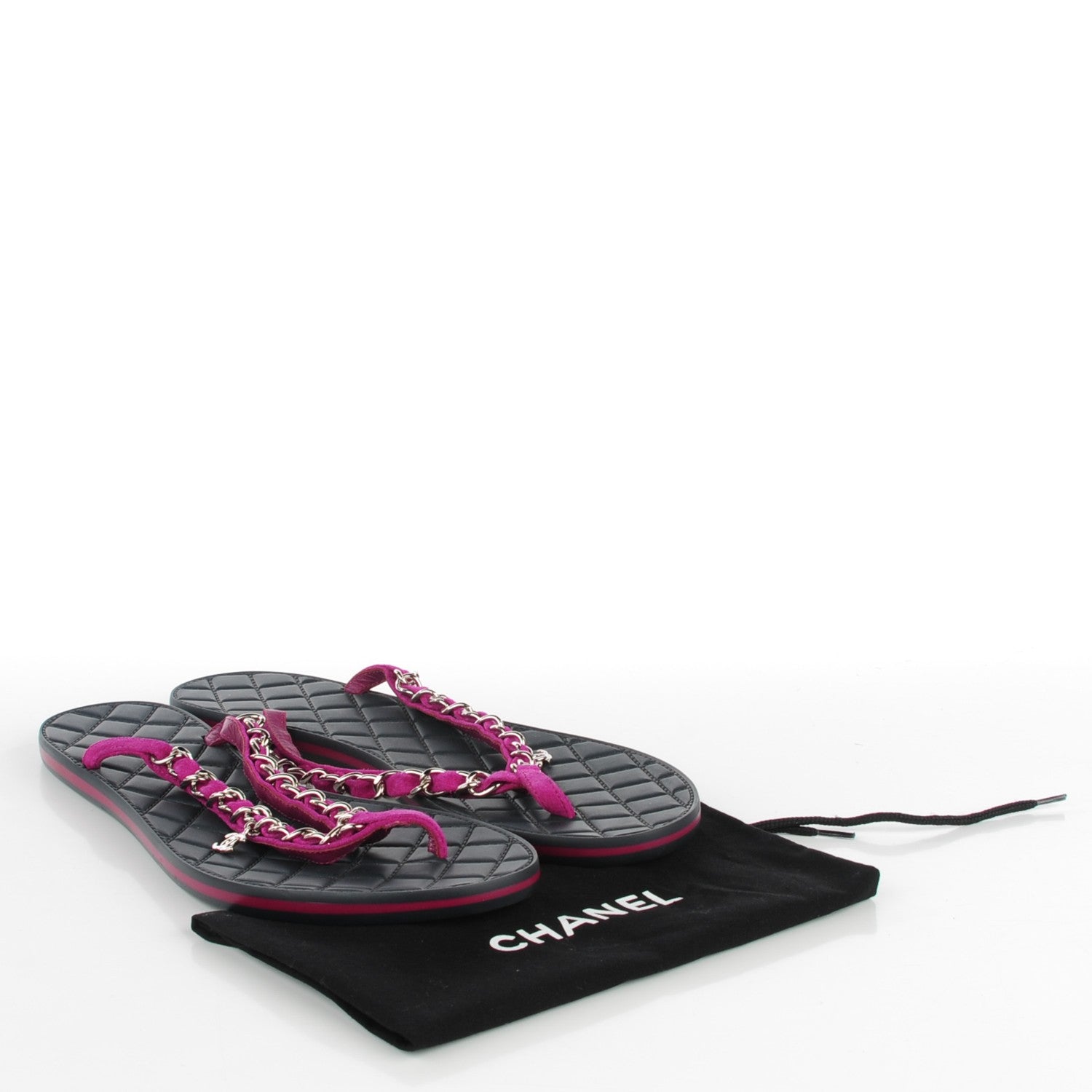 Chanel Suede Chain CC Thong Sandals 39.5 Dark Pink 5 of 7