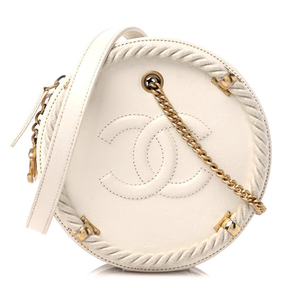 Chanel Crumpled Calfskin Cotton Small En Vogue Round Bag White 1 of 14