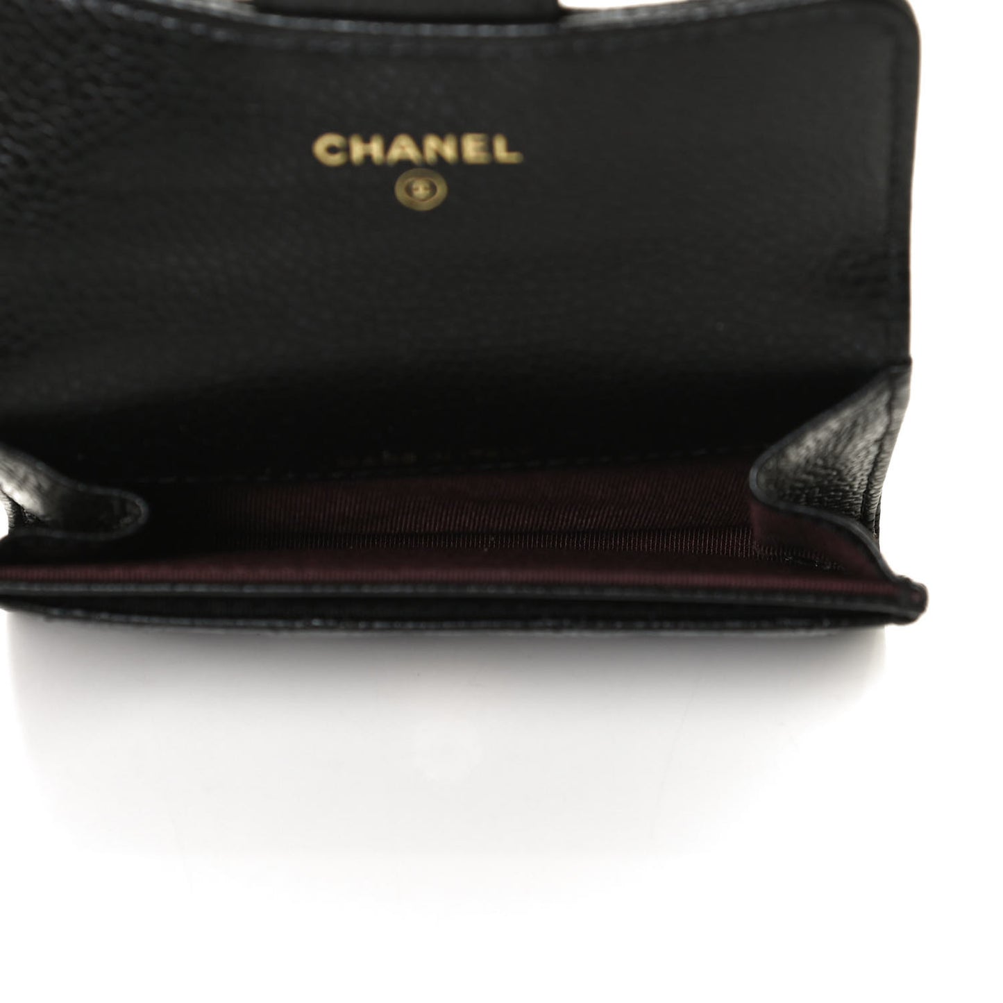 Caviar Quilted Flap Card Holder Wallet Black