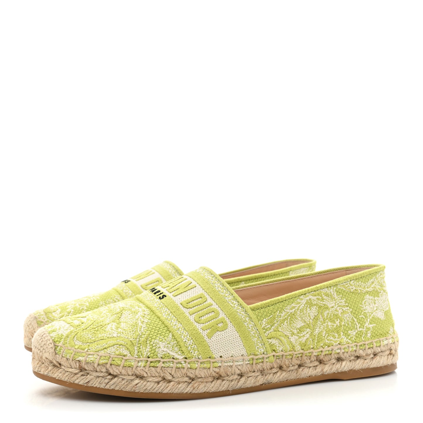 Embroidered Toile De Jouy Granville Espadrille 38.5 Off 38.5 White Green