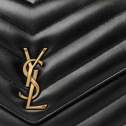 Saint Laurent Lambskin Chevron Quilted Large Loulou Black 10 of 12