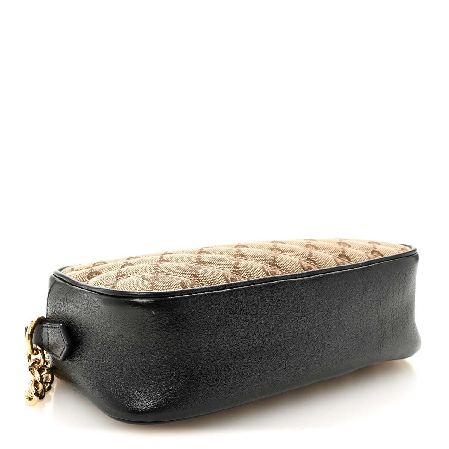 Gucci Monogram Matelasse Diagonal Small GG Marmont Chain Shoulder Bag Beige Black 4 of 11