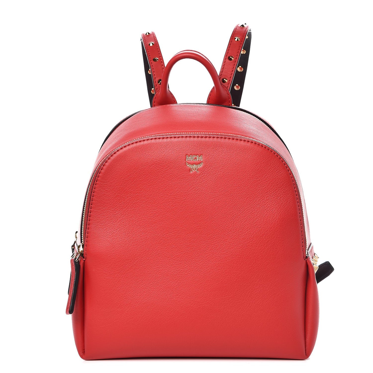 MCM Calfskin Mini Duchess Polke Studs Backpack Red 1 of 11