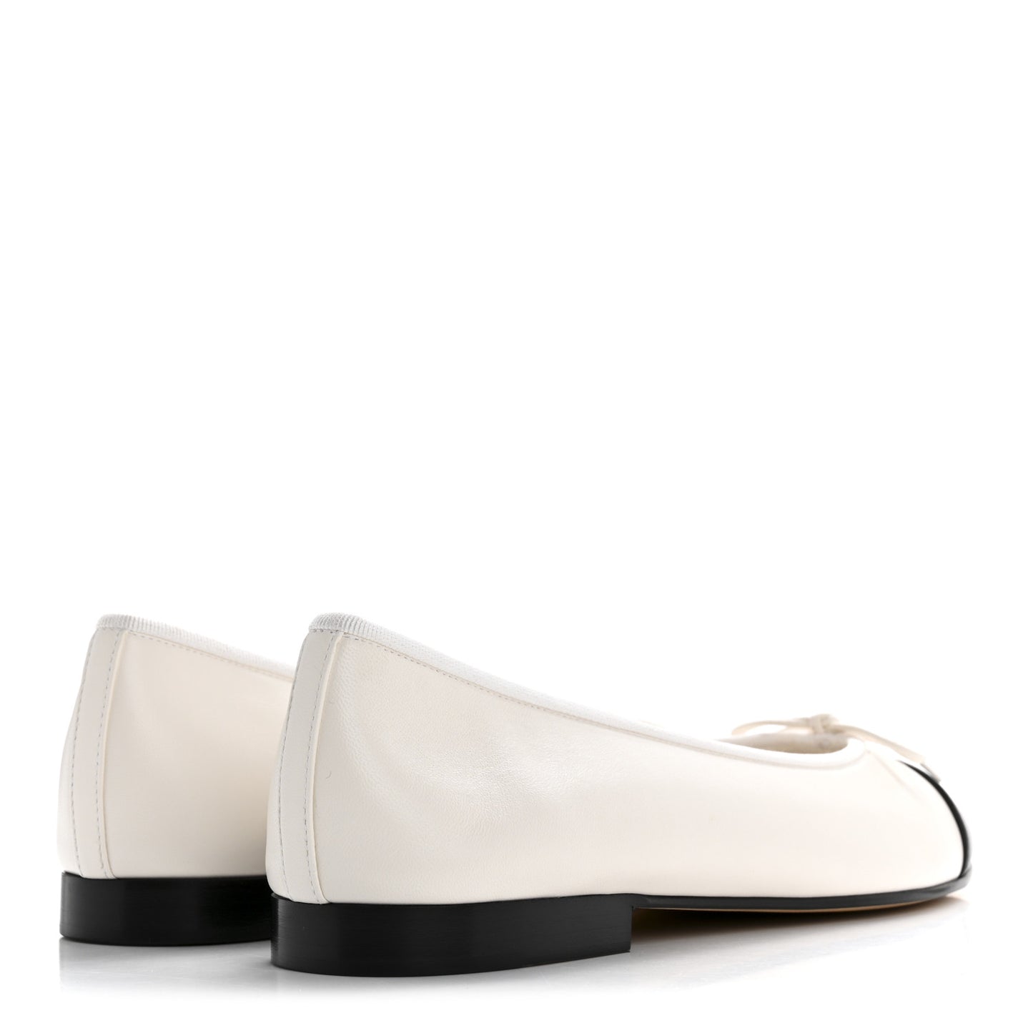 Lambskin Cap Toe CC Ballerina Flats 41 White Black
