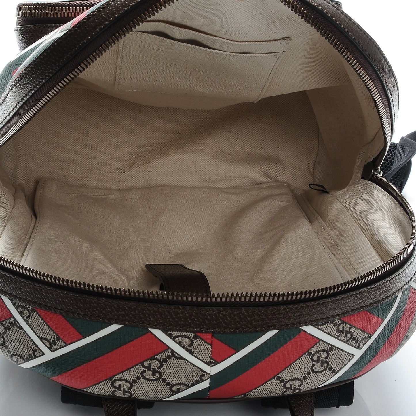 GG Supreme Monogram Chevron Medium Day Backpack Beige Green Red New Acero