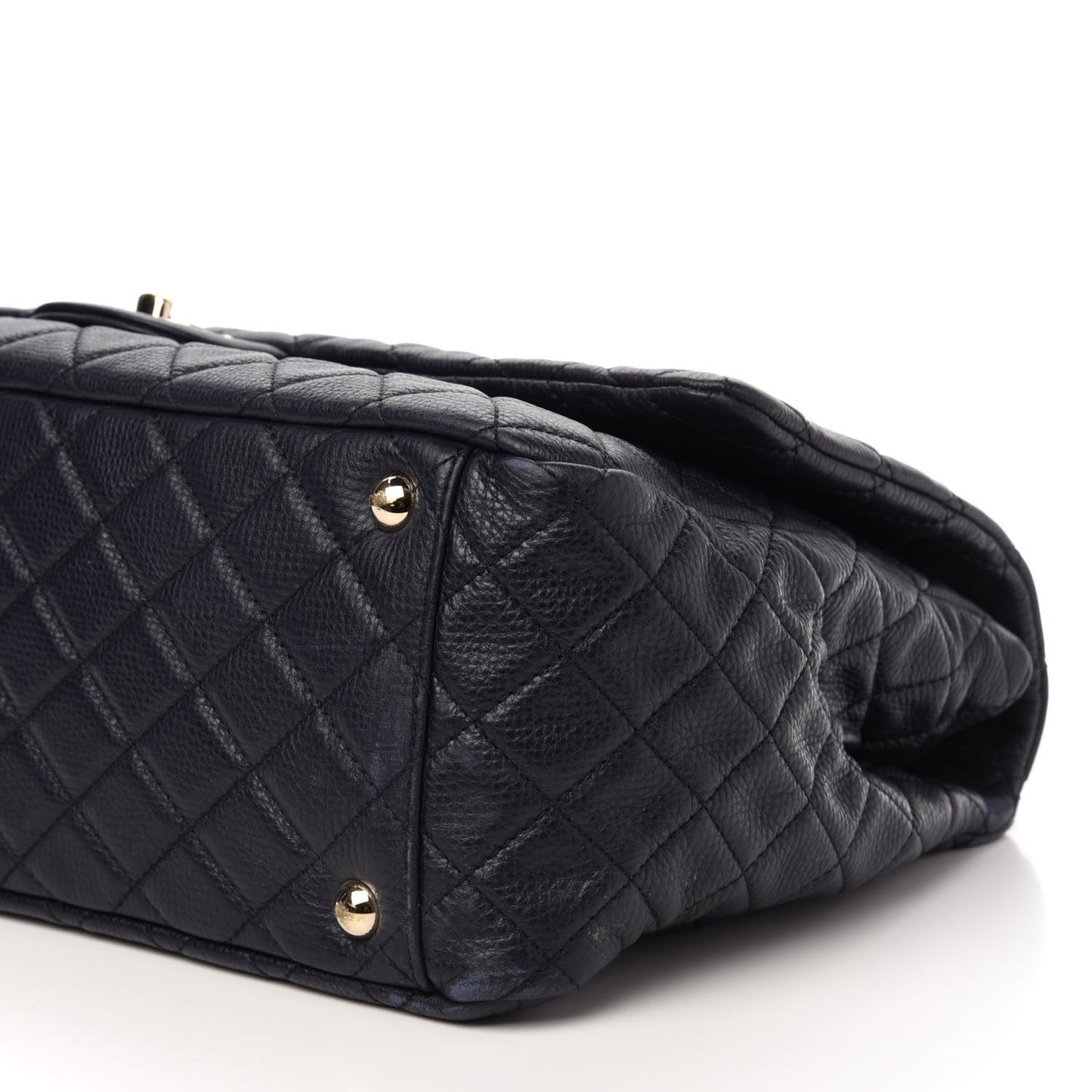Calfskin Quilted XXL Travel Flap Bag Navy