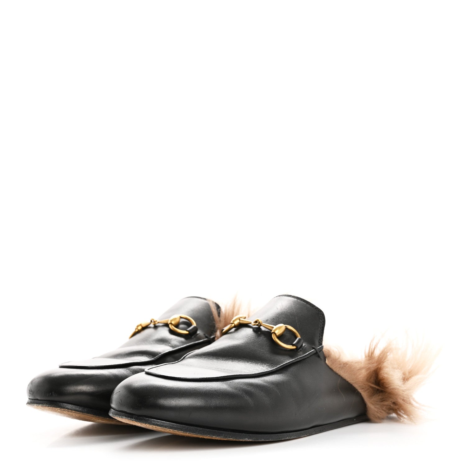 Gucci Calfskin Fur Womens Princetown Slippers 37.5 Black 4 of 10