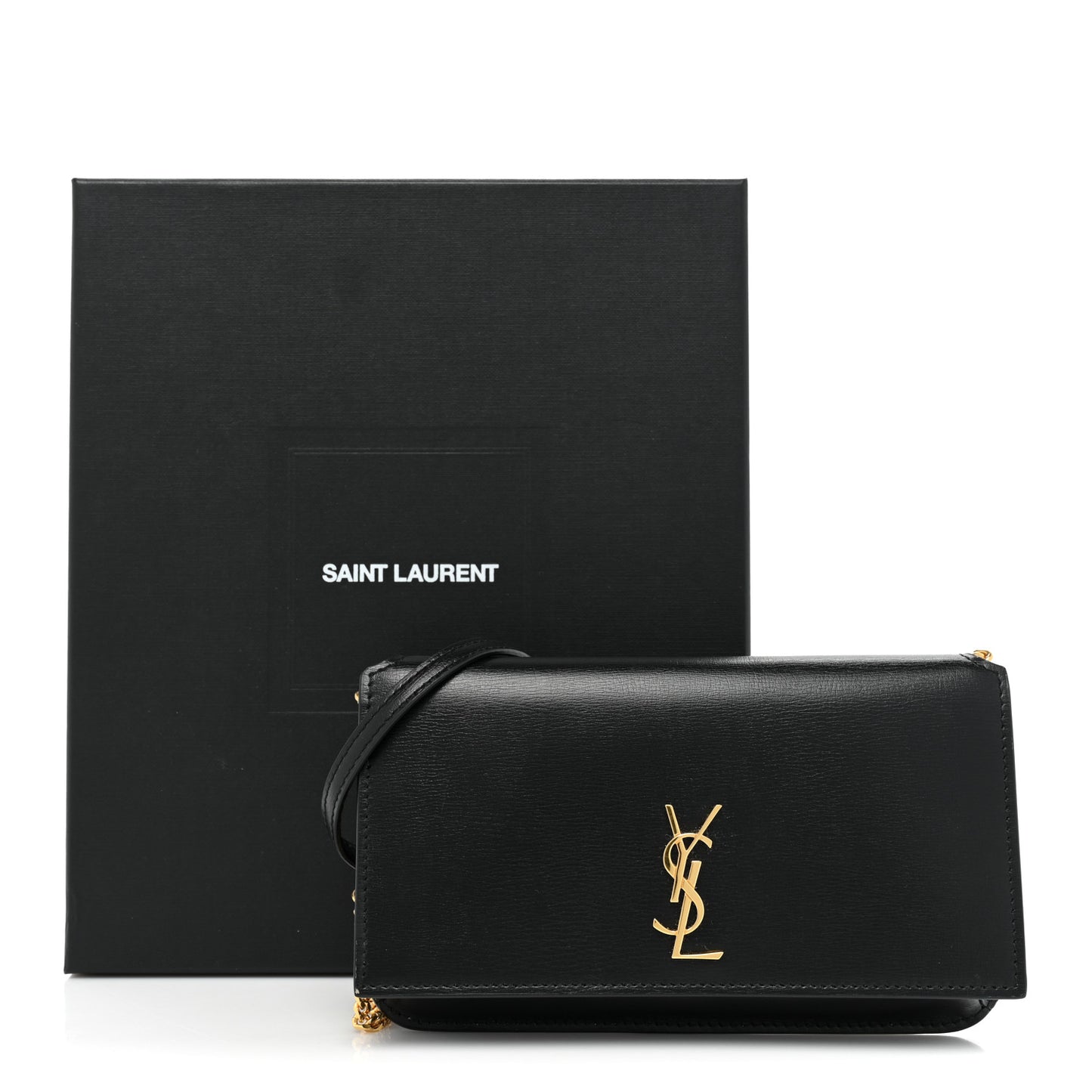 Smooth Calfskin Monogram Phone Holder Crossbody Black