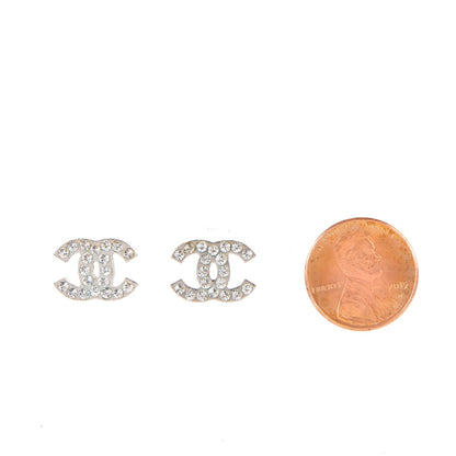 Chanel Crystal Timeless CC Earrings Silver 2 of 3