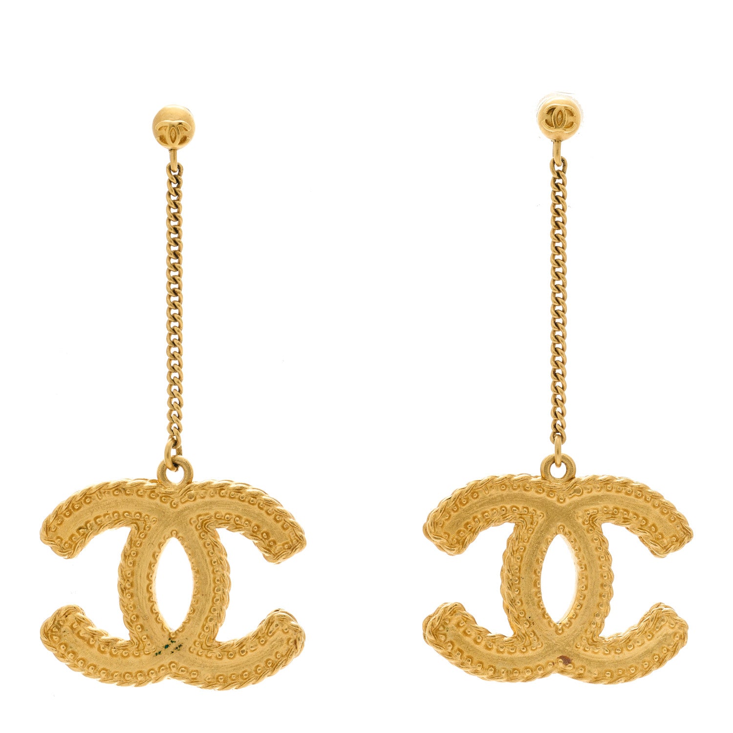 Chanel CC Drop Earrings Matte Gold 1 of 5