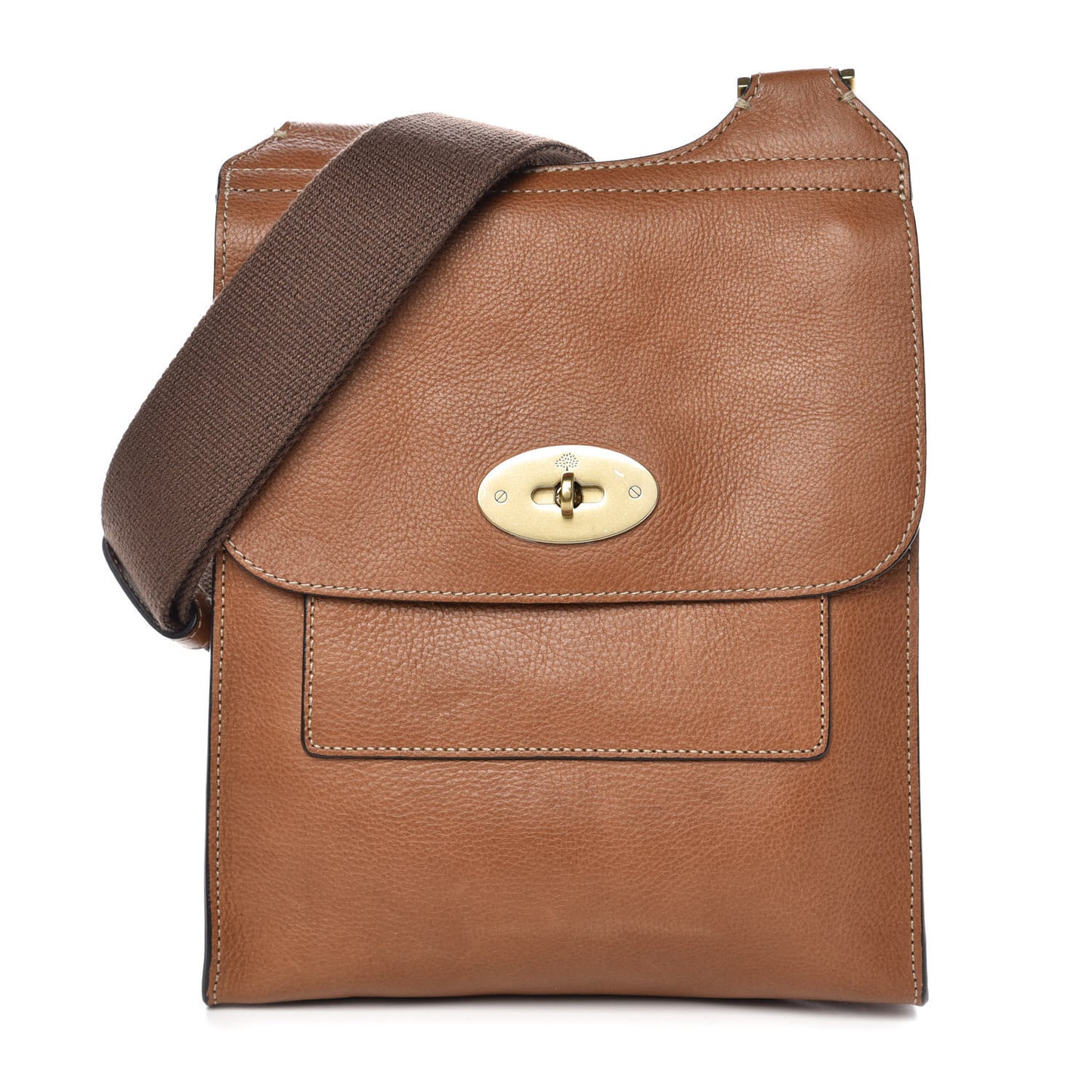Natural Grain Calfskin Antony Messenger Crossbody Oak