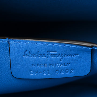 Salvatore Ferragamo Calfskin Gancini Trifolio Top Handle Bag Blue 7 of 12