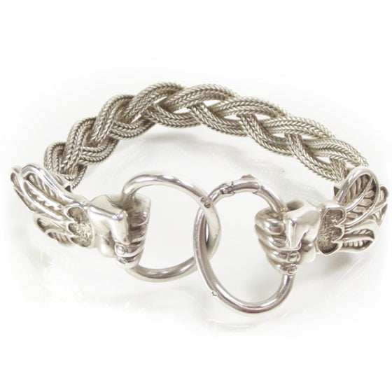 Sterling Silver Braided Hands Bracelet
