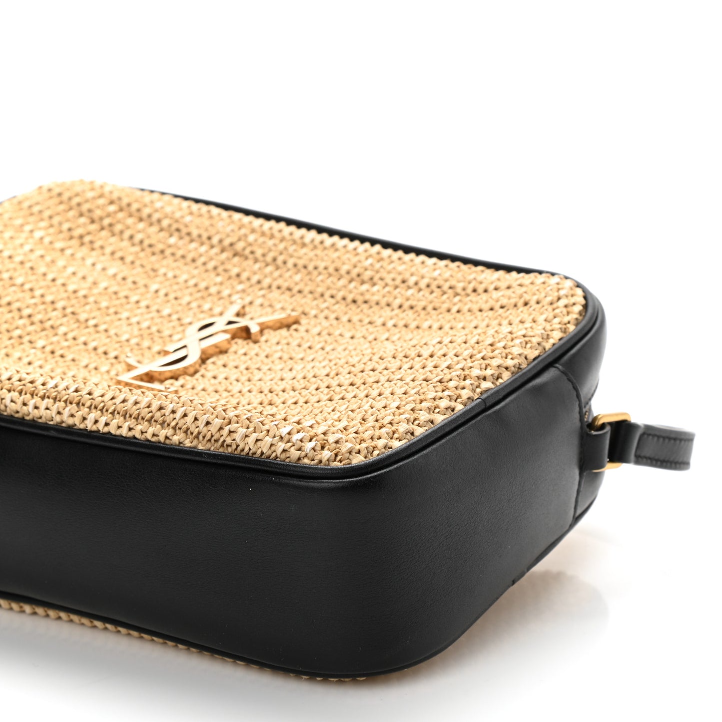 Raffia Canvas Monogram Lou Camera Bag Beige Black