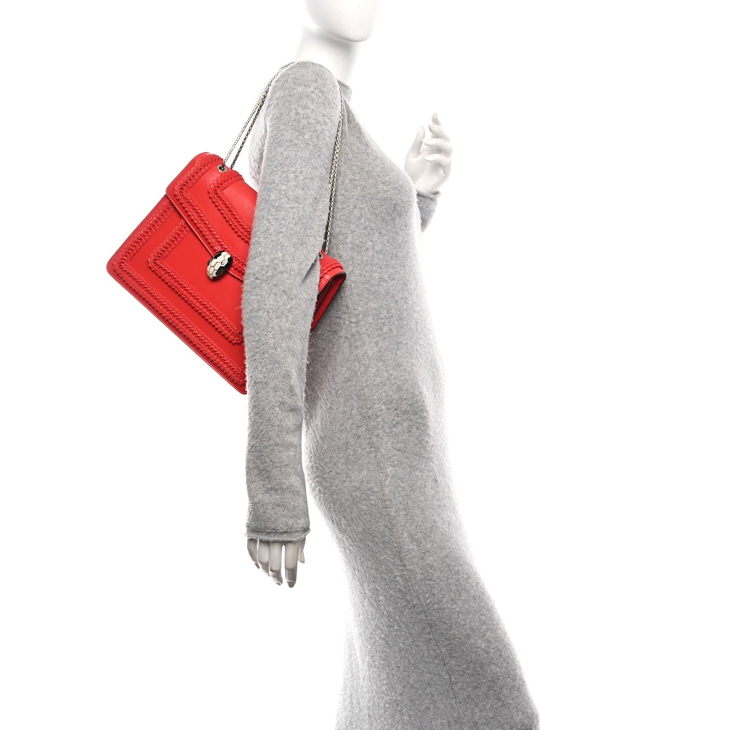 Bulgari Calfskin Plisse Serpenti Forever Crossbody Bag Red 2 of 12