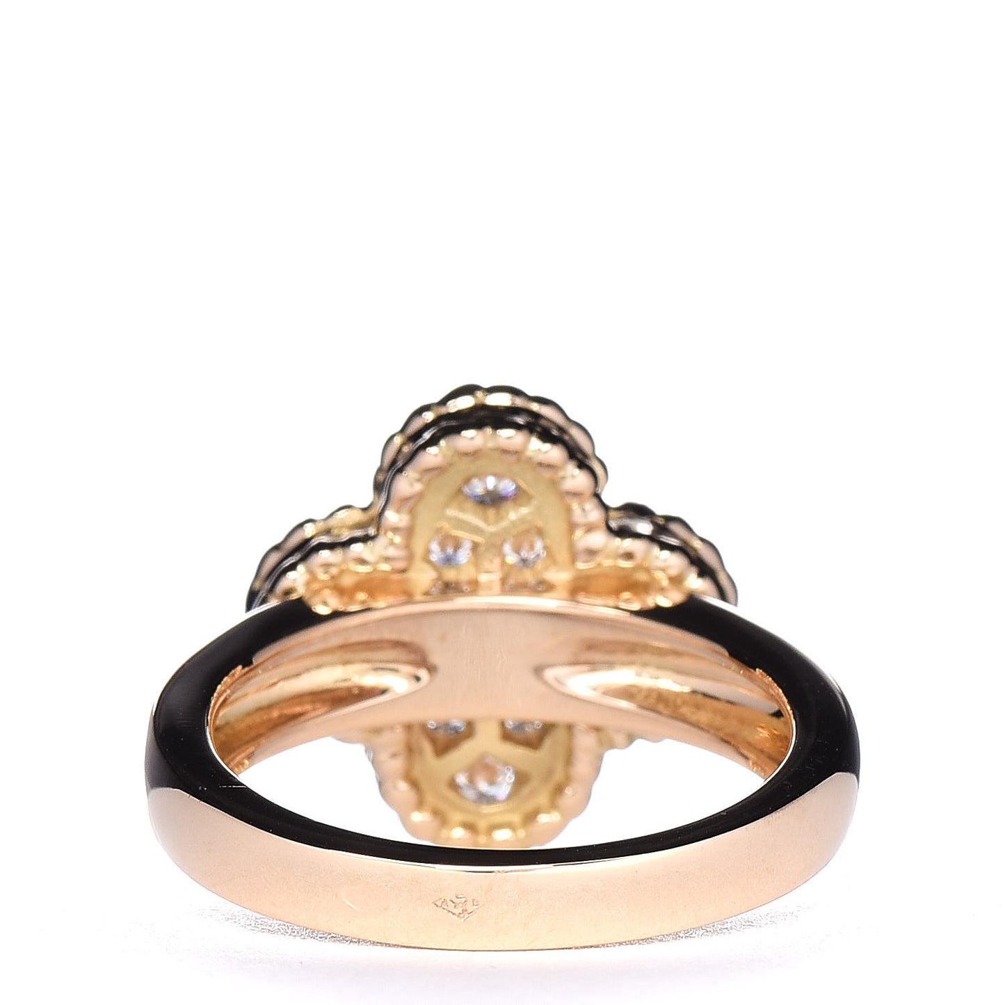 18K Yellow Gold Diamond Vintage Alhambra Ring 50 5.25