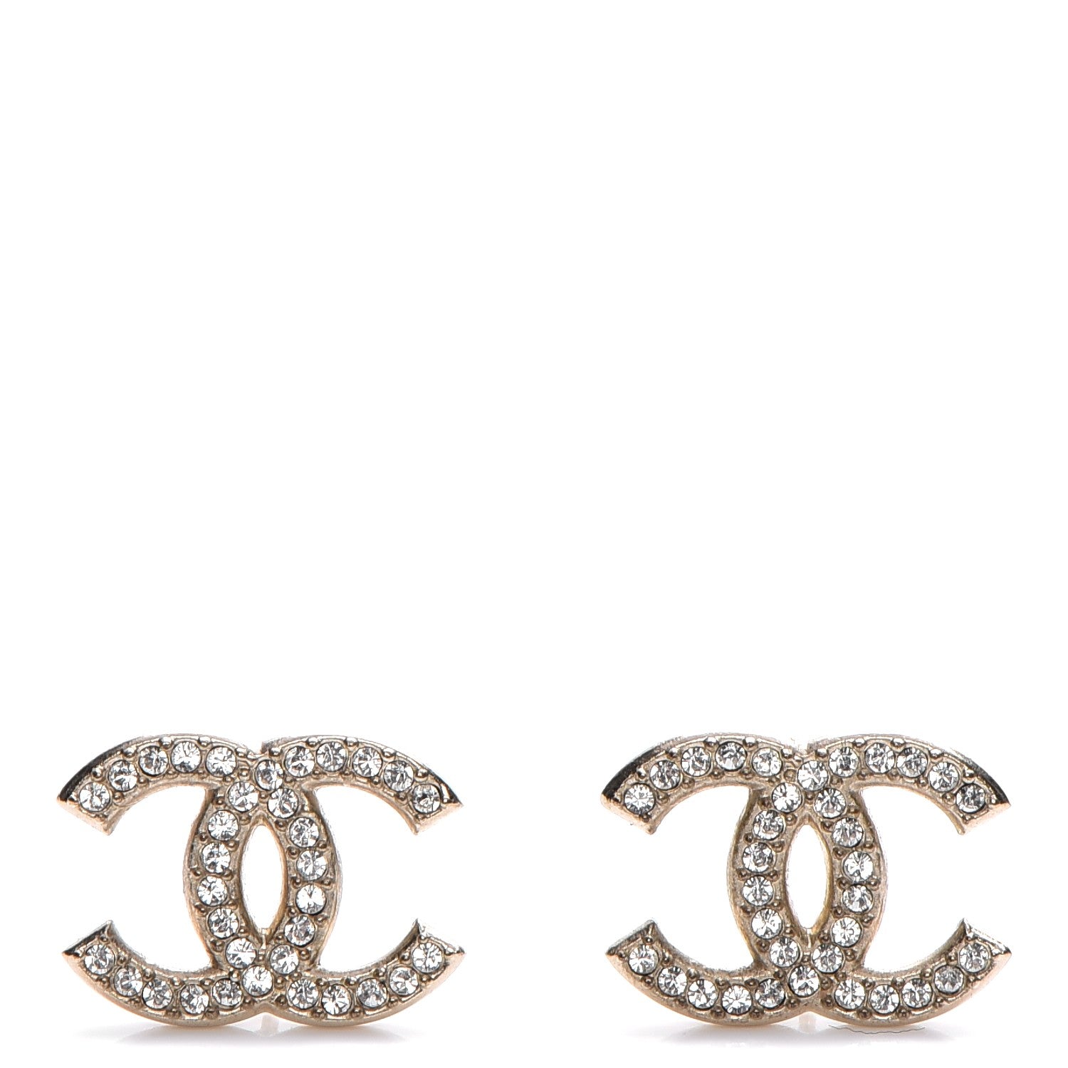 Chanel Crystal CC Earrings Gold 6 of 10