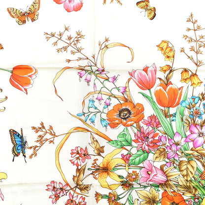 Gucci Silk Twill Eighties Bouquet Square Scarf Pink Ivory 2 of 3