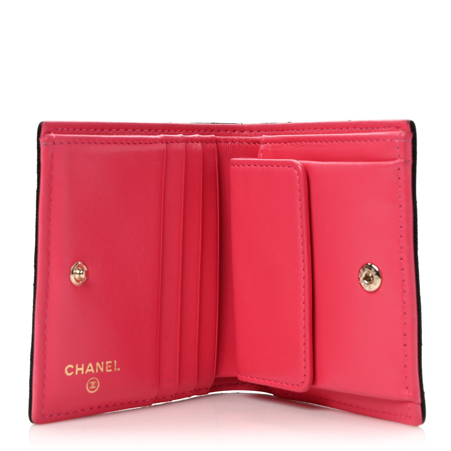 Chanel Caviar Metal Perforated Quilted Compact Bifold Wallet Black 5 of 7