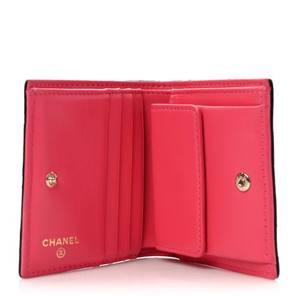 Chanel Caviar Metal Perforated Quilted Compact Bifold Wallet Black 5 of 7