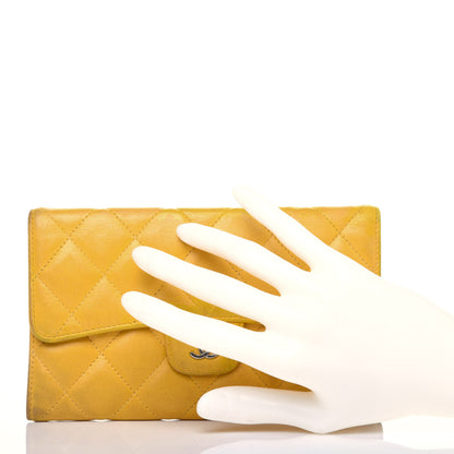 Chanel Lambskin Quilted Large Flap Wallet Yellow 2 of 23