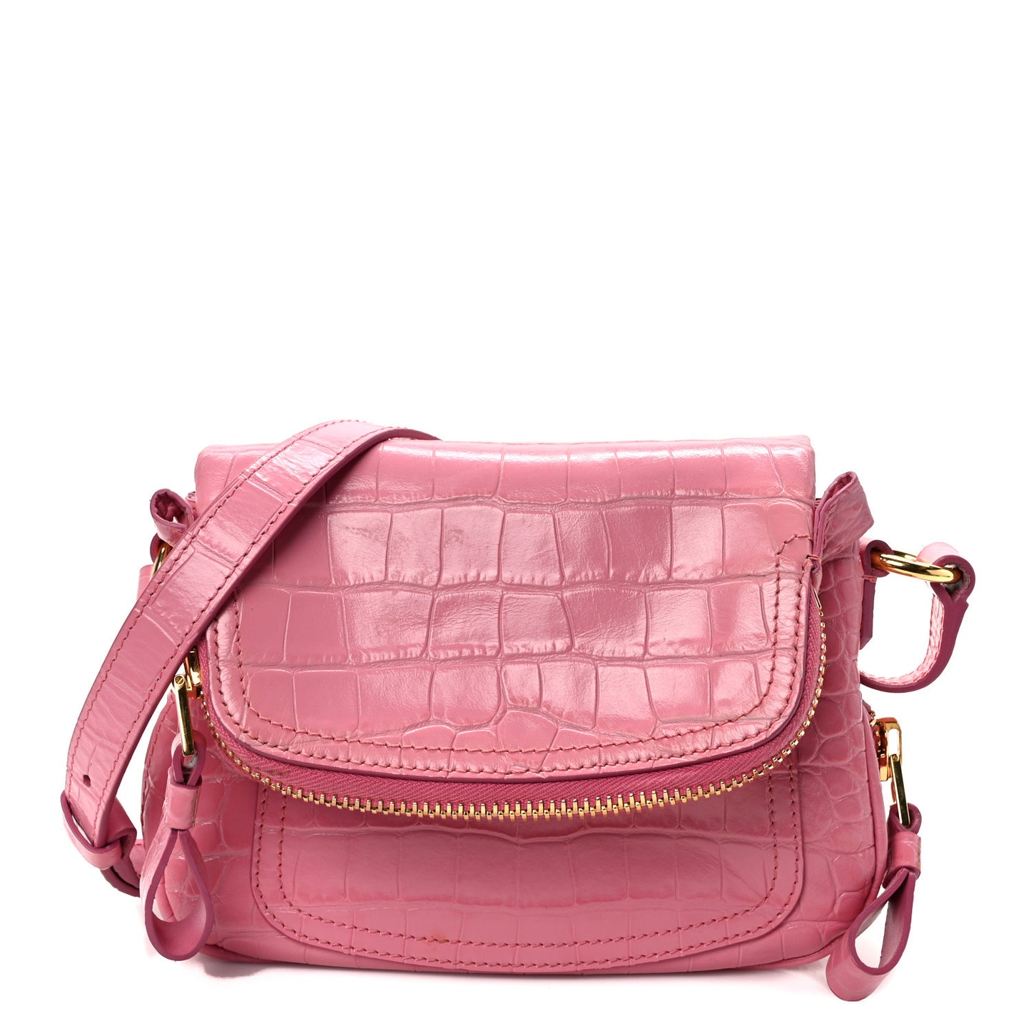 Calfskin Croc-Embossed Mini Jennifer Pink