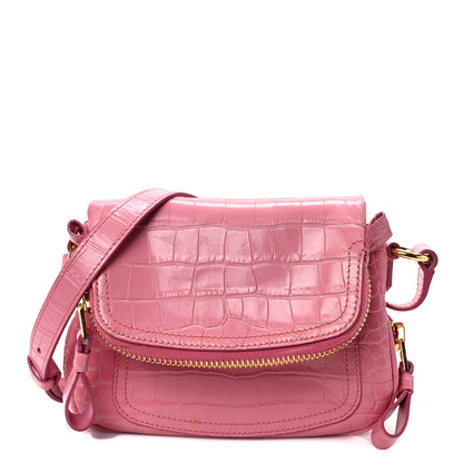 Tom Ford Calfskin Croc-Embossed Mini Jennifer Pink 1 of 11