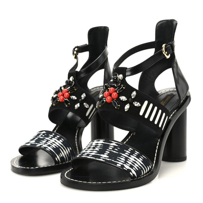 Louis Vuitton Calfskin Suede Frontpier Ankle Strap Sandals 37 Black 4 of 8