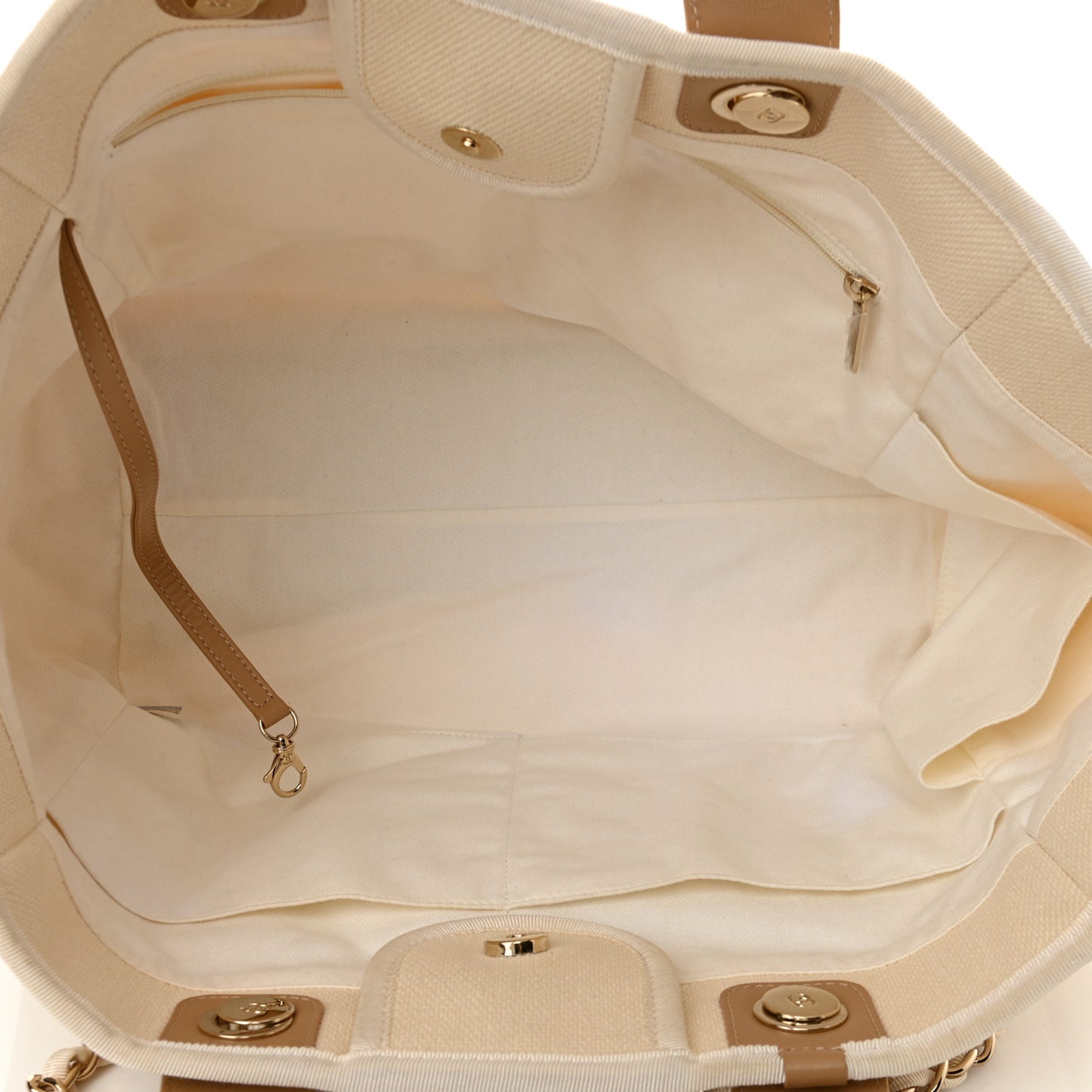 Canvas Pearl Medium Deauville Tote Ecru Beige