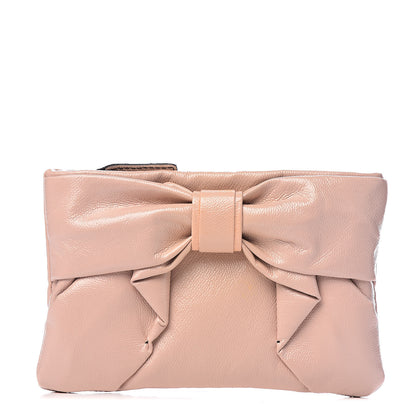 Valentino Garavani Patent Lacca Bow Clutch Pink 1 of 6