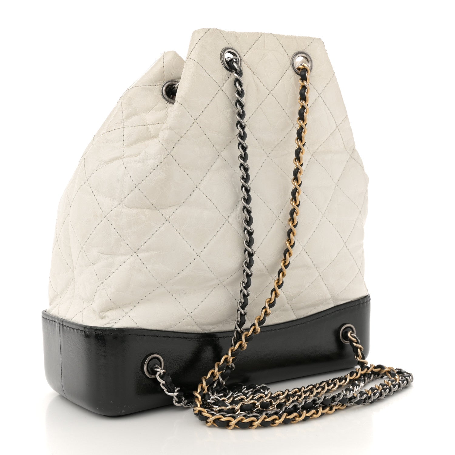 Chanel Aged Calfskin Quilted Gabrielle Backpack Black White 3 of 15