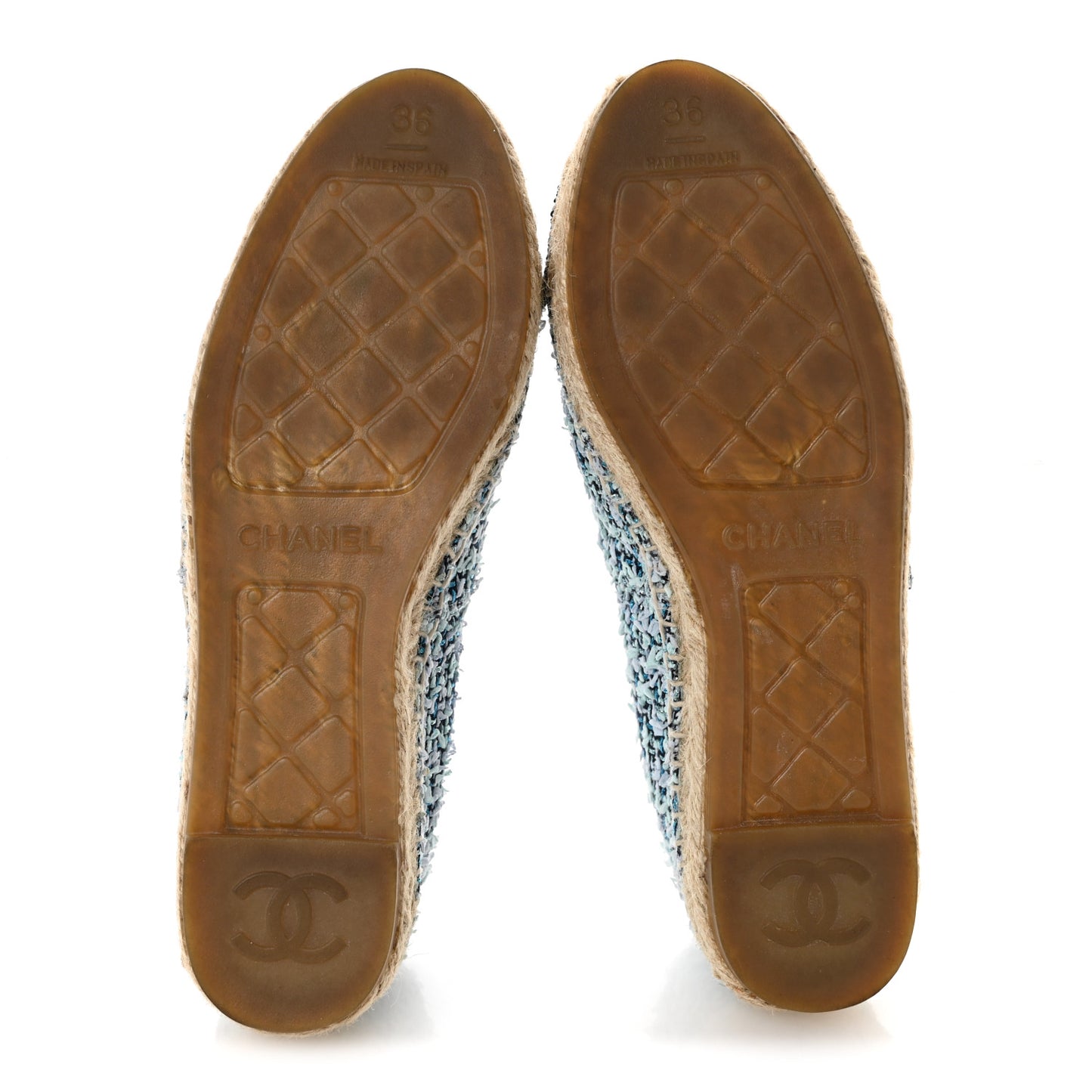 Tweed CC Espadrilles 36 Navy Blue Green Blue