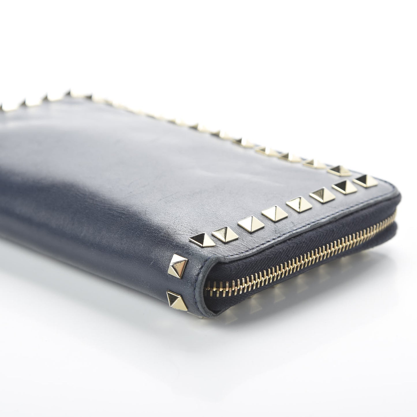 Nappa Rockstud Organizer Zip Around Wallet Marine