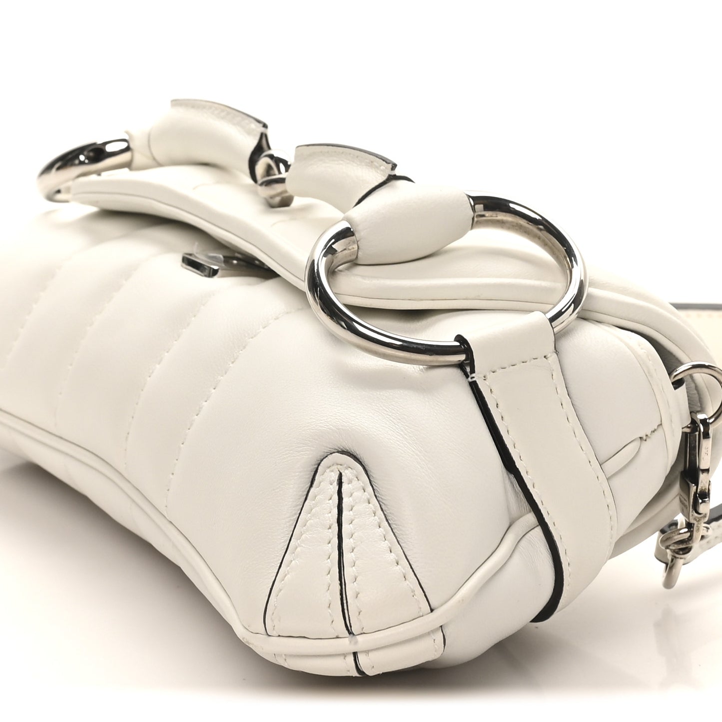 Nappa Vertical Matelasse Small Maxi Horsebit Chain Shoulder Bag Great White