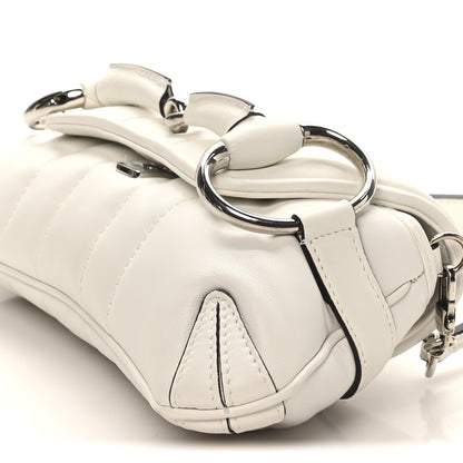 Gucci Nappa Vertical Matelasse Small Maxi Horsebit Chain Shoulder Bag Great White 9 of 9