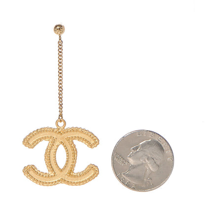 Chanel CC Drop Earrings Matte Gold 2 of 6