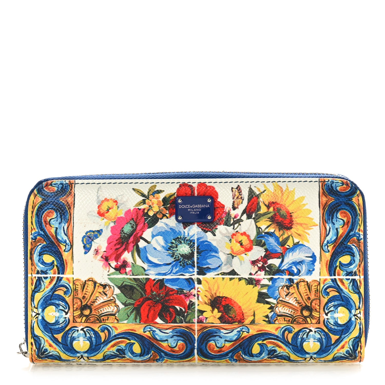 Dolce & Gabbana DOLCE GABBANA Dauphine Majolica Printed Zip Around Wallet Multicolor 1 of 7