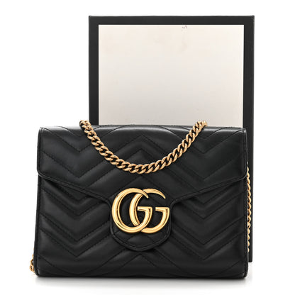 Gucci Calfskin Matelasse GG Marmont Chain Wallet Black 13 of 13