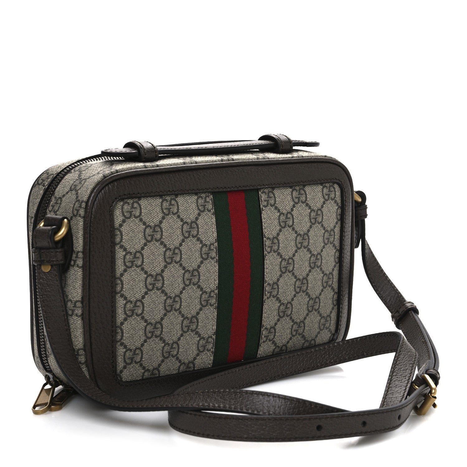Gucci GG Supreme Monogram Web Small Ophidia Top Handle Shoulder Bag Brown 3 of 10