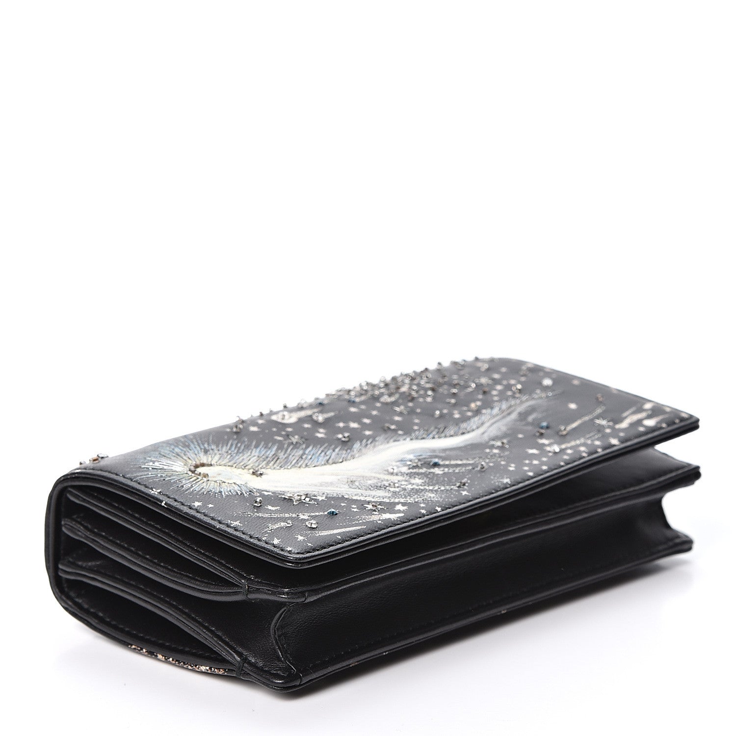 Christian Dior Lambskin Embroidered C'est I Feel Blue Clutch Black 3 of 10