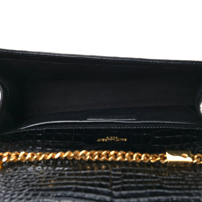 Saint Laurent Calfskin Crocodile Embossed Medium Classic Monogram Kate Tassel Satchel Black 5 of 10
