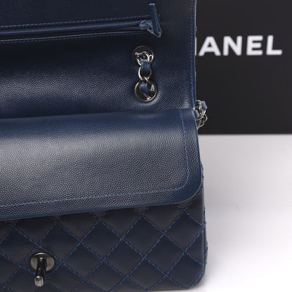 Chanel Caviar Quilted Medium Double Flap Dark Blue 11 of 12