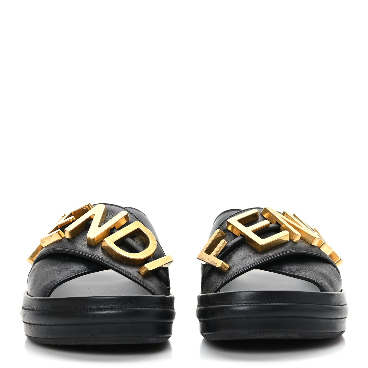 Fendi Vitello Womens Fendigraphy Slide Sandals 37 Black 2 of 8